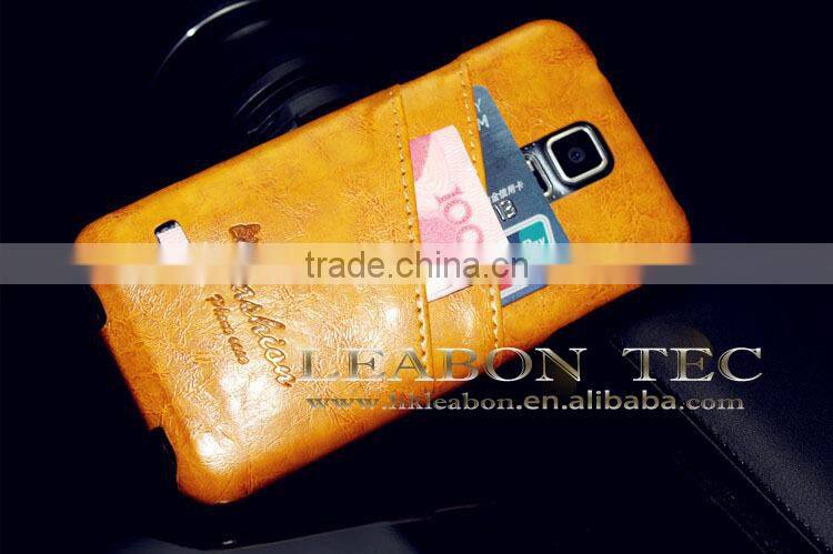 Rose Leopard Skin PU Credit Card Slot Magnetic Strap for Samsung Galaxy S5 Wallet Case Leather