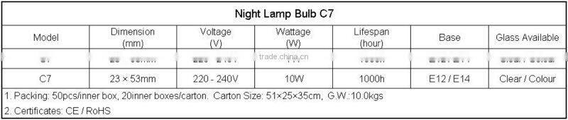 C7 clear coloured light bulbs