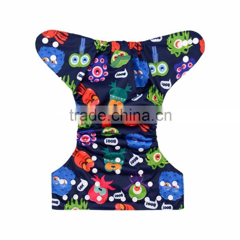 Alva 2016 Monster Pattern of High Quality Cheap Baby Cloth Diapers Wholesale