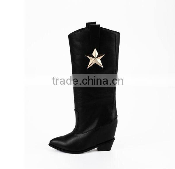 top-quality real leather black women over knee boots
