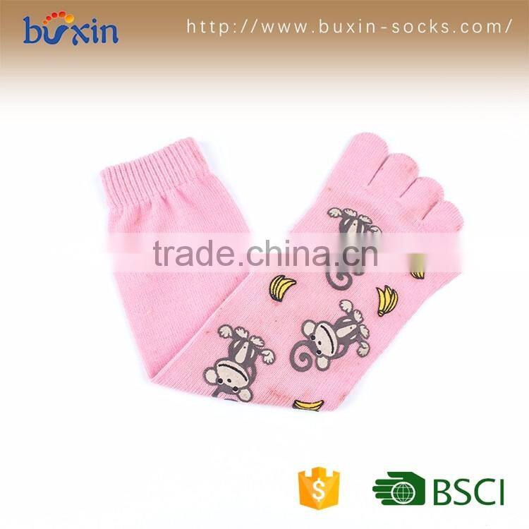 BX-Y-001 non slip trampoline yoga pilates lady sock for adults five toe grip slipper rubber sole socks