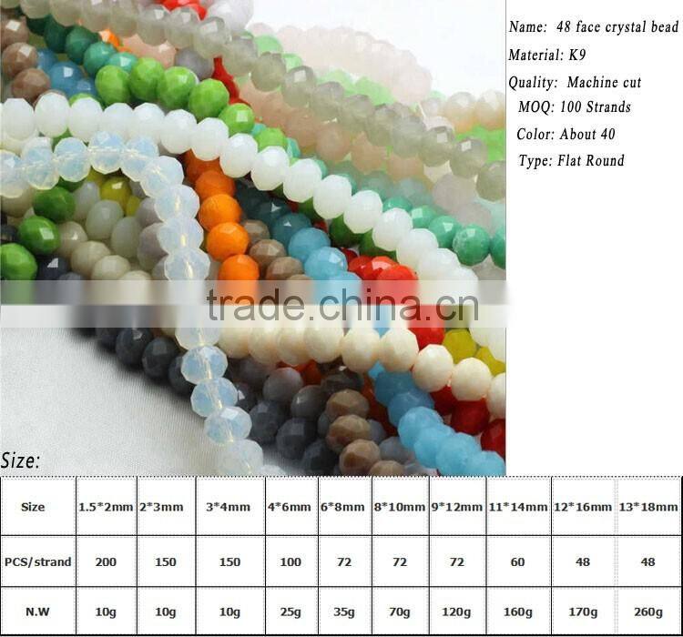 China factory price wholesale 48 faceted rondelle jewelry crystal glass bead