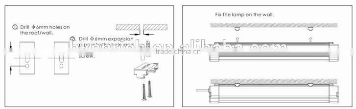 IP65 Aluminum Tri-proof led lamp with AC100-240V