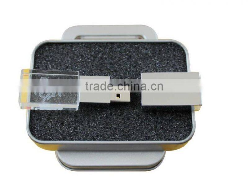 Personalized logo design crystal usb flash drives, usb crystal 2.0 for office gift