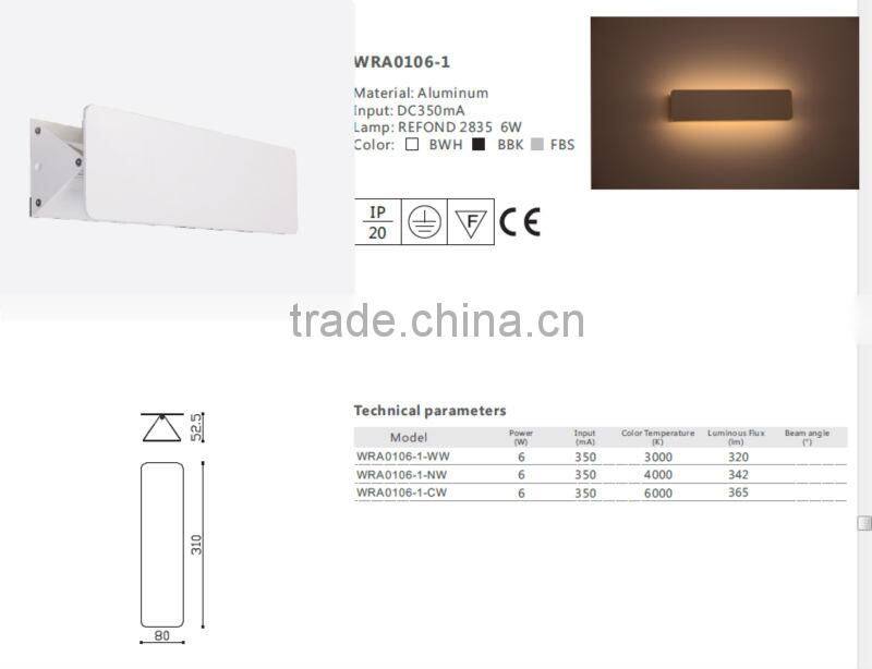 adjustable surface mounted Led wall light, up down Led wall lamp ,decorative wall light for bedroom, living room 6W