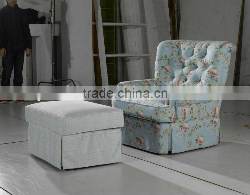 american armchair with pouf/high quality armchair with footstool