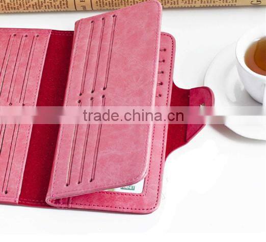 2016 Simple Design wallet Lady leather Card Holder Long dull polish Clutch Wallet