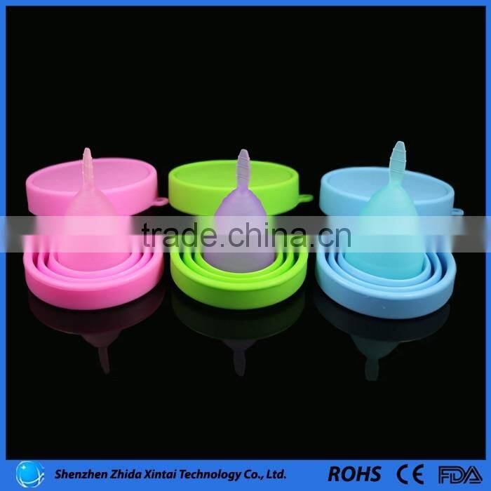 Eco-friendly 100% silicone lady period cup folding cups