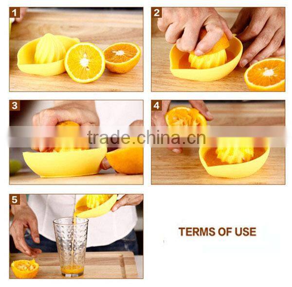 2015 wholesale novelty non-toxic hot selling lemon squeezer with silicone handles