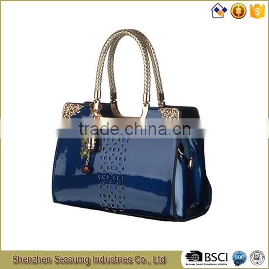 High Quality Patent PU Handbag with Long Shoulder Strap