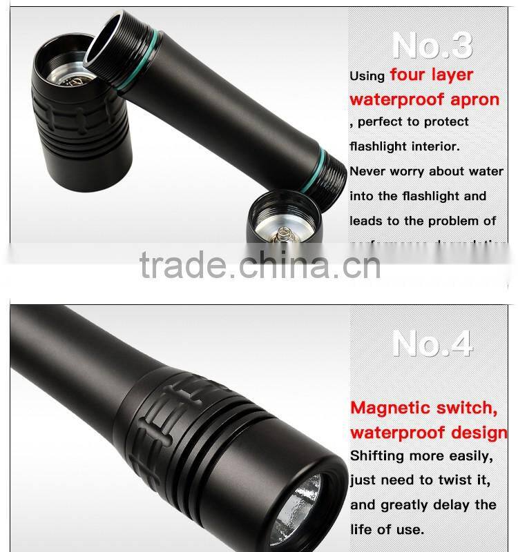 Professional 1000 Lumen xm l2 led Aluminum Alloy Lamp Body underwater flashlight