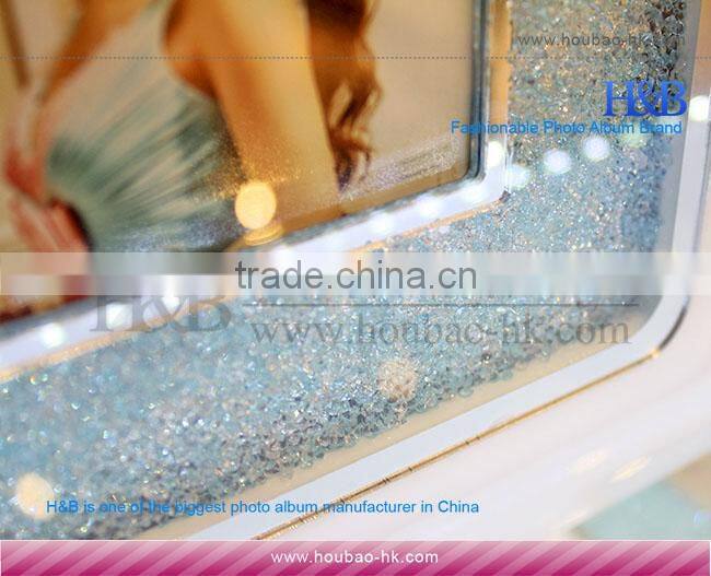 White painting handmade wedding album crystal