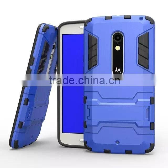 2 In 1 Hot Selling Iron-Bear Stand Rugged Hybrid Protective Case for Moto X Play