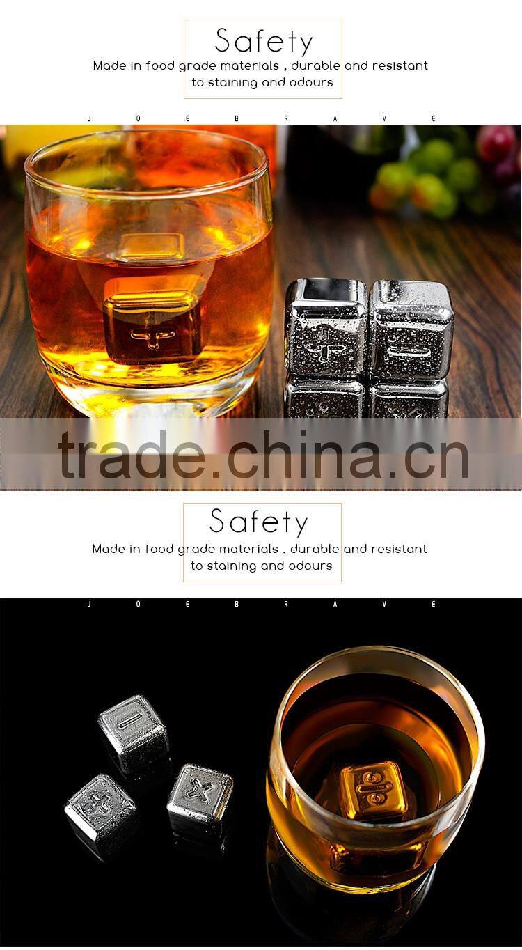 Brand new design reusable stainless steel ice cube, ice whiskey stone, with notation logo
