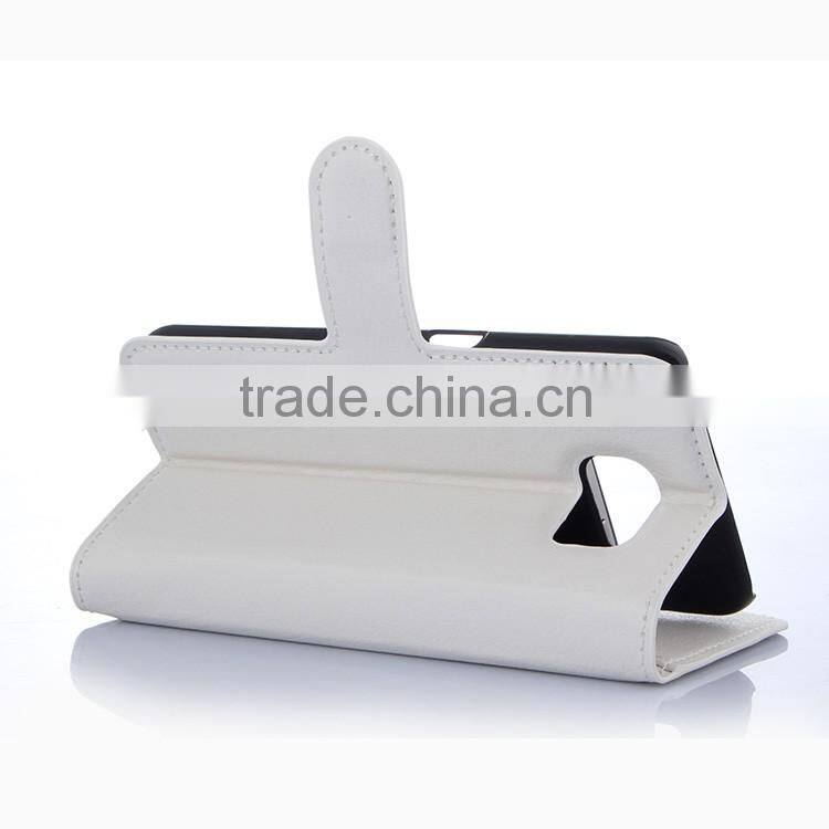 Factory Price Lichee Leather Pouch Wallet Case Folio Stand Cover Case for Samsung GALAXY S6 edge