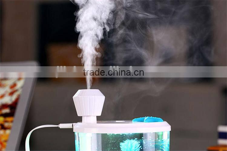 New arrival 3 in 1 usb mini humidifier night light fish tank mist diffuser for home office