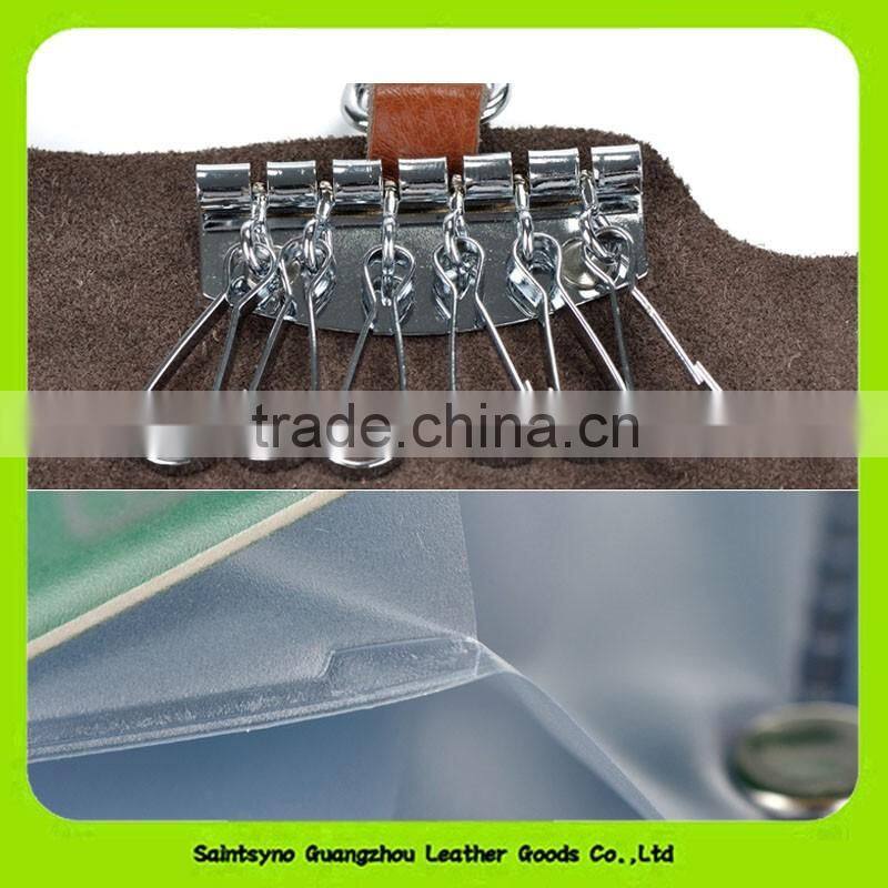 16012 Custom promotional gift set luxury real leather card holder key chain pouch