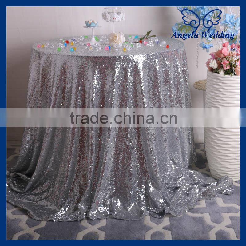 SN021C Custom made beaded glitter decoration cocktail silver sequin table cloths