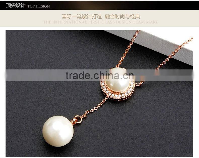 OUXI 2016 korean style top quality gold plated freshwater double fashion pearl necklace 11471