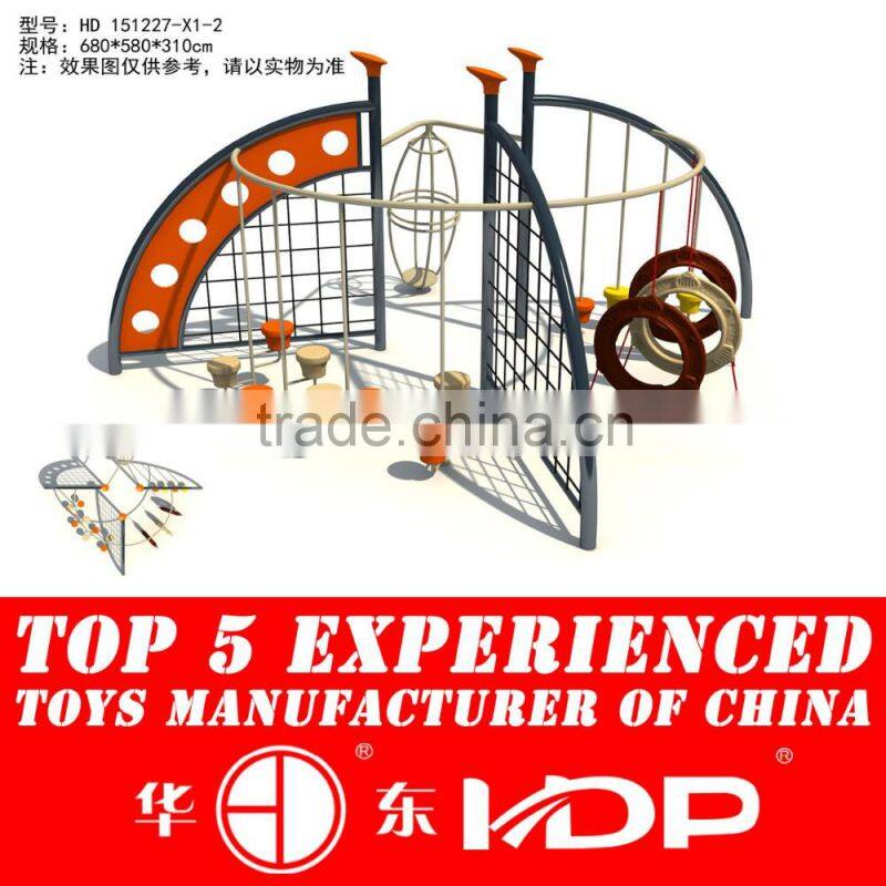 outdoor play structure with climbing rope with tube slide