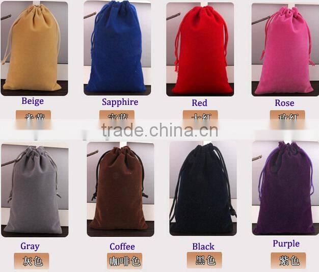 In stock 15*20cm Top Quality Drawstring Velvet Bags For Jewelry Gift Bag Pouch