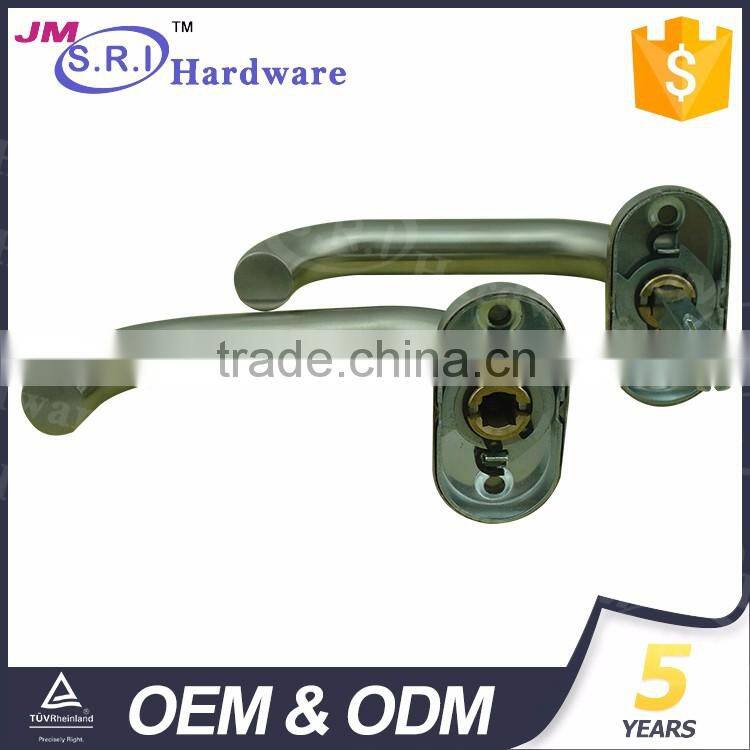 Modern simple stainless steel tube door handle with oval escutcheon