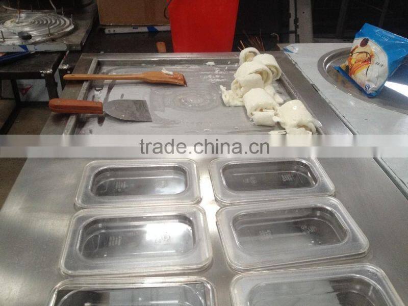 Frozen yogurt ice cream rolls making machine with flat square pans machine