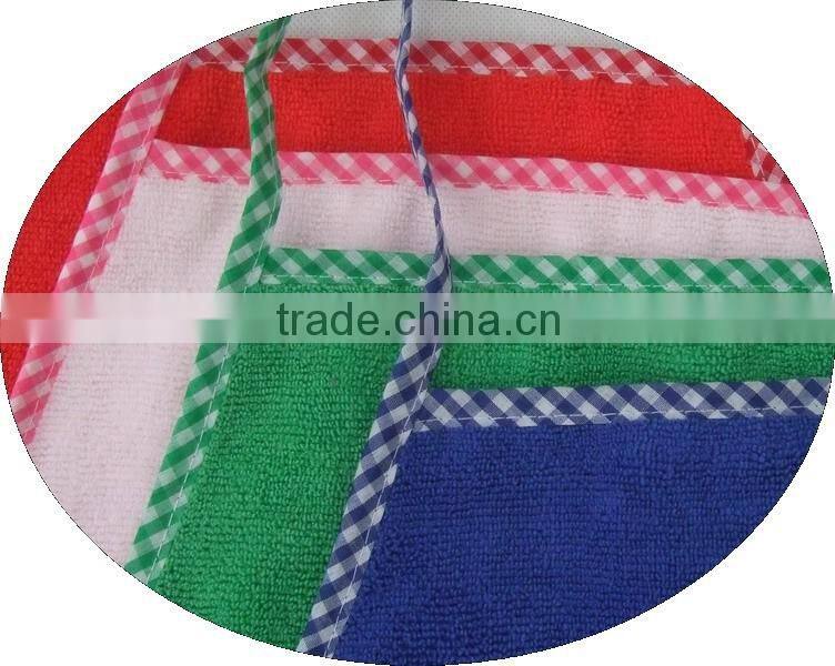 solid color long and waist apron with check border microfiber bib apron