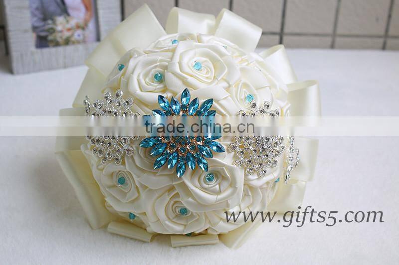 Handmade silk flower bouquets Vintage Inspired Alternative Large Satin Roses Wedding Bridal Bouquet