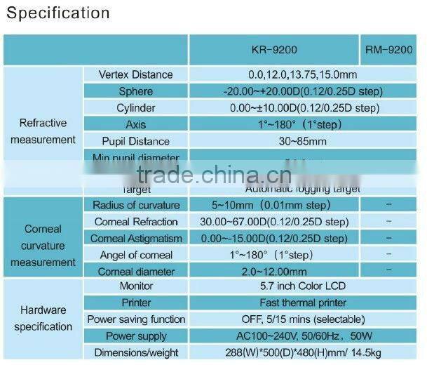 Auto Ref/Keratometer KR-9200 (Direct Factory)