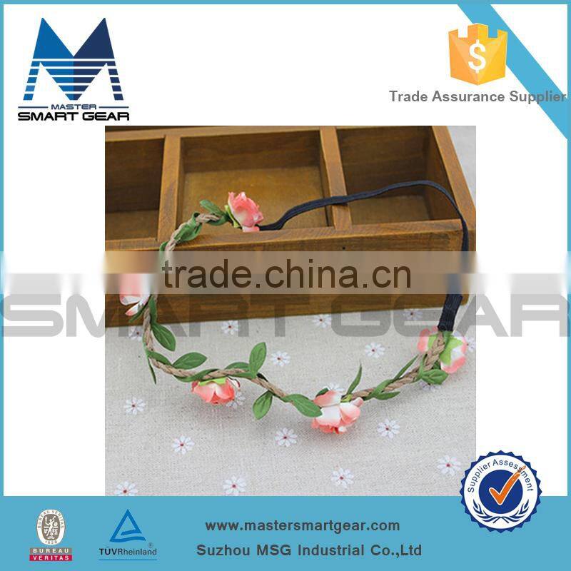 Girls Flower Fairy Bohemian Braid Wedding Beach Tiara Crown hair headband beige