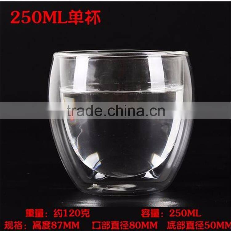 In stock! Hand-made Heat resistant Double wall borosilicate glass cup with lid wholesale