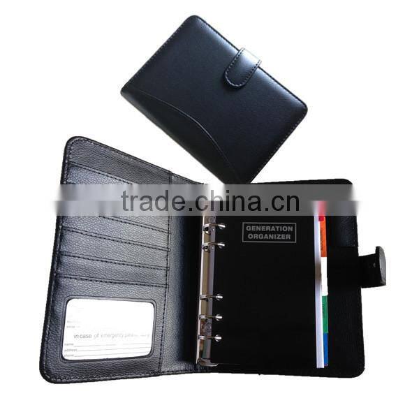 A5 leather 6-ring binder organizer