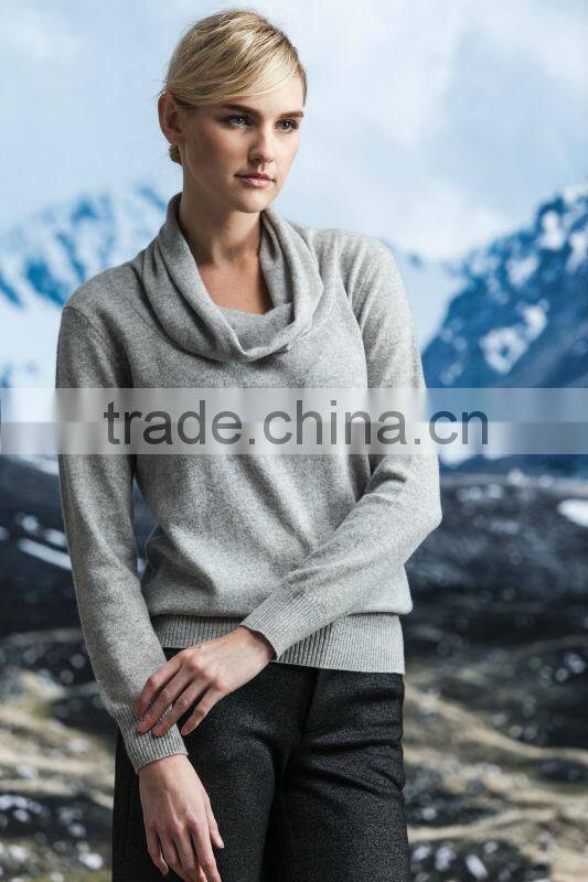 2014 new fashion women knitting pure cashmere big round neck pullover