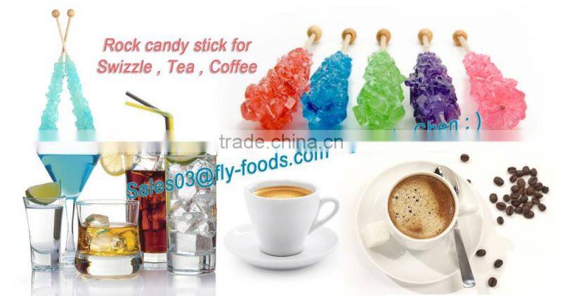 Hard Candy Rock Lollipop for Tea Coffee , Crystal Lollipop Swizzle Sticks