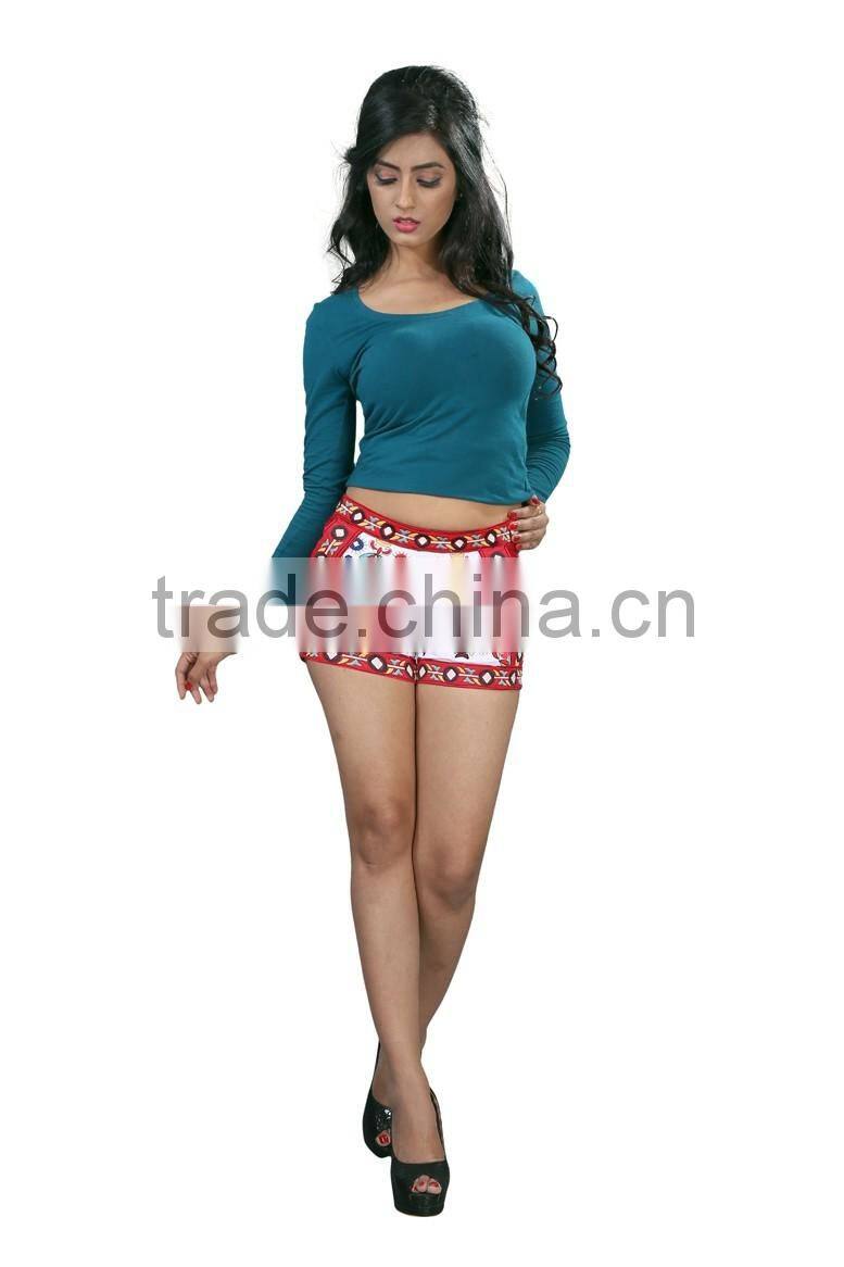 Cotton Twill Fabric short pant with nice embroidery