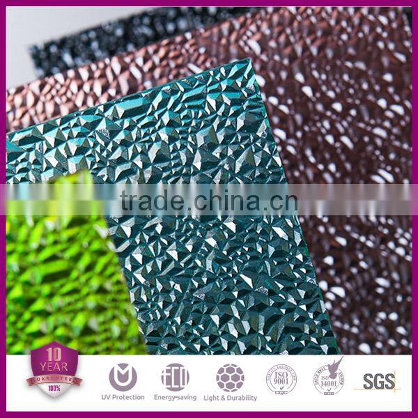 2.5mm Clear Embossed Polycarbonate Plate/ Fireproof Indoor Decoration Polycarbonate Sheet