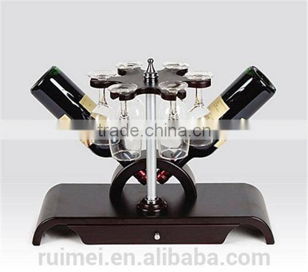 Customized 6-tiers Free-standing Wooden Wine Shelf