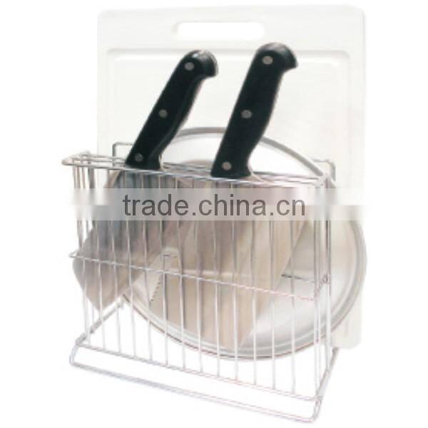 Wall-mounted Four-Tier Pot Covers and Cutting Board Holder shelf