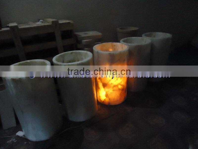 MODERN DESIGN BACKLIT ONYX PEDESTALS SINKS