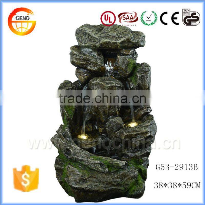 Trade assurance FengShui resin gift crafts water fountain with LED