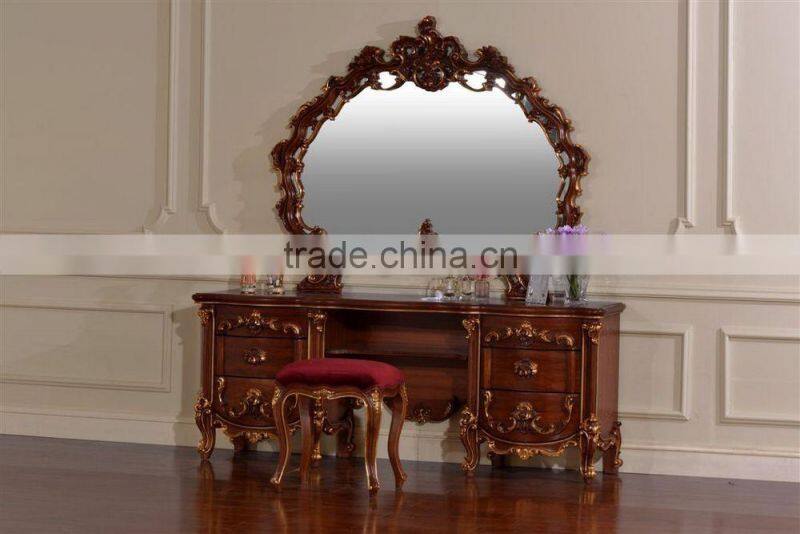 Classical Italy Style Bedroom Set for Teenager, Button Tufted Brown Leather Bedset