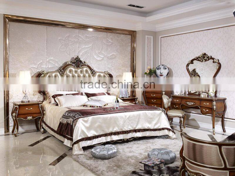 Italian Wood Bedroom Furniture Set, Luxury Royal Bed Room Furniture