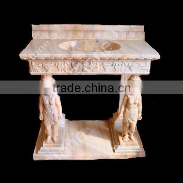 Hand Carved Outdoor Wash Basin with Girl Statue