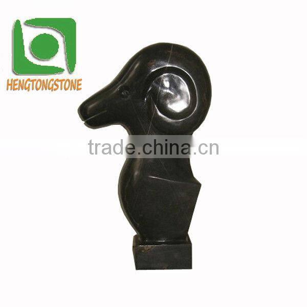 Black Stone Sculpture Abstract Carving Design