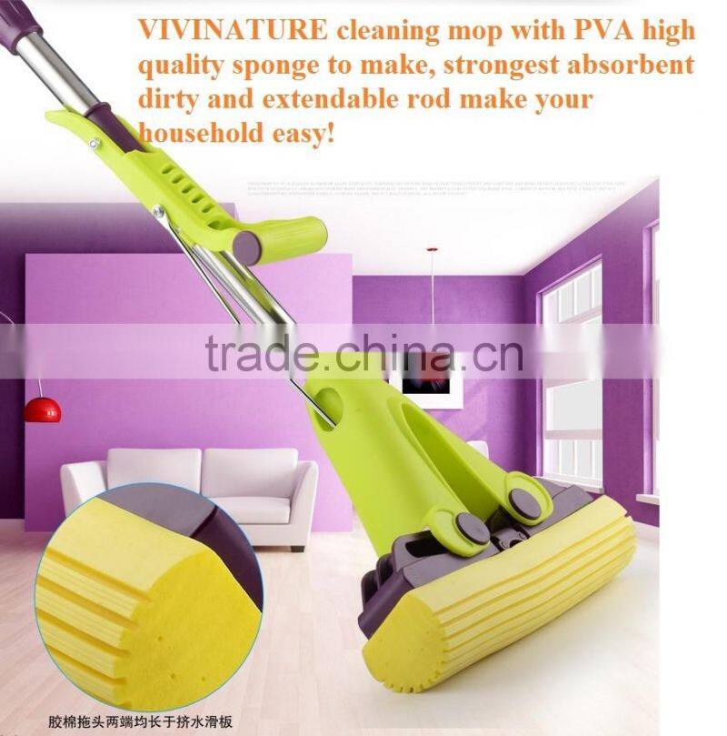PVA Sponge twist cleaning Mop with Super Absorbent Sponge Head stick