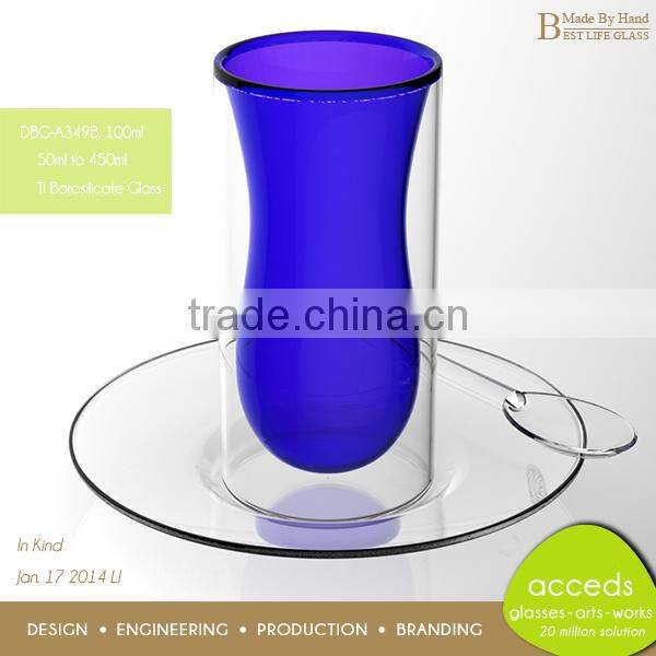 DBG-A18-350 350ml Popular Heat Resistance Double Wall Borosilicate Glass Cup
