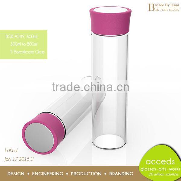 New Design Glass Soda Water Bottle with Stainless Steel Lid