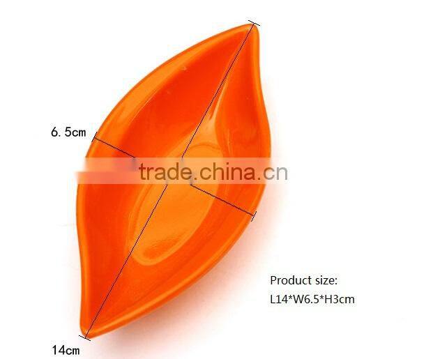 Wholesale Stock Colorful Melamine Resin Leaf Shaped Sauce Dish
