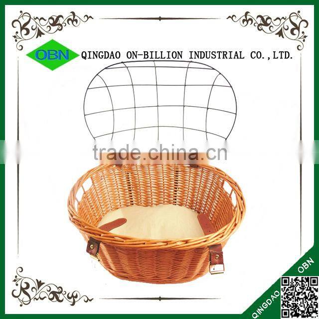 Handicraft woven wicker bike front basket